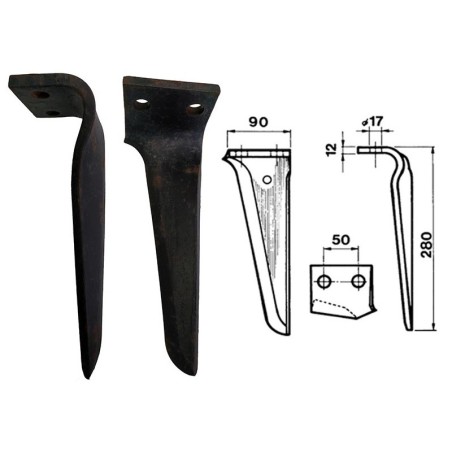 Dente per erpice rotante diamante sx piatto 90 x 12 in offerta