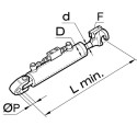 Terzo punto idraulico con cerniera e gancio rapido per trattore John Deere Fiat Hurlimann Lamborghini 60-81cm