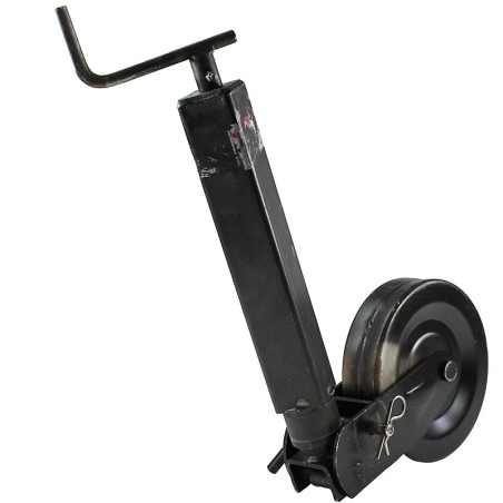 Servotimone telescopico con ruota in ferro per rimorchi D. 60 mm corsa 220 x 725