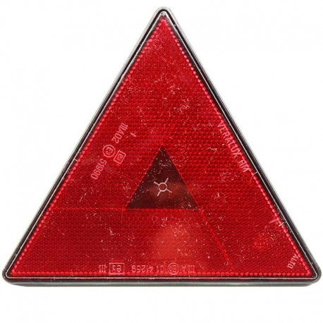Catadiottro triangolare rosso per rimorchio con viti - 162 x 142 mm