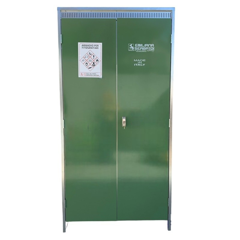 Armadio in lamiera zincata per fitofarmaci a 4 ripiani - 1000x2000x550 mm
