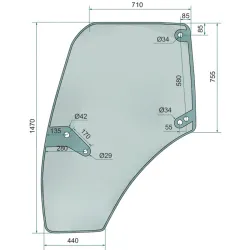 Vetro sportello Sx trattore Deutz Hurlimann 0.012.1433.0/20