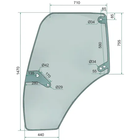 Vetro sportello Sx trattore Deutz Hurlimann 0.012.1433.0/20