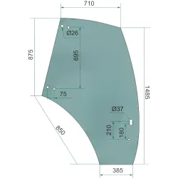 Vetro sportello Dx trattore Same Hurlimann Deutz 04418952