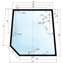 Vetro lunotto trattore Massey Ferguson Landini 3715438M1